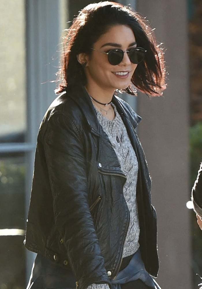Vanessa Hudgens wears her hair down as she grabs takeout before heading to the studio in Los Angeles
