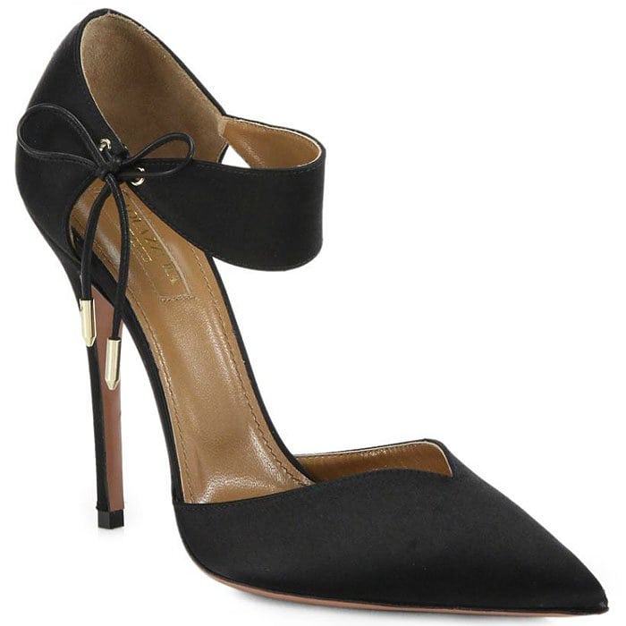 Aquazzura Candela Satin Ankle-Tie Pumps