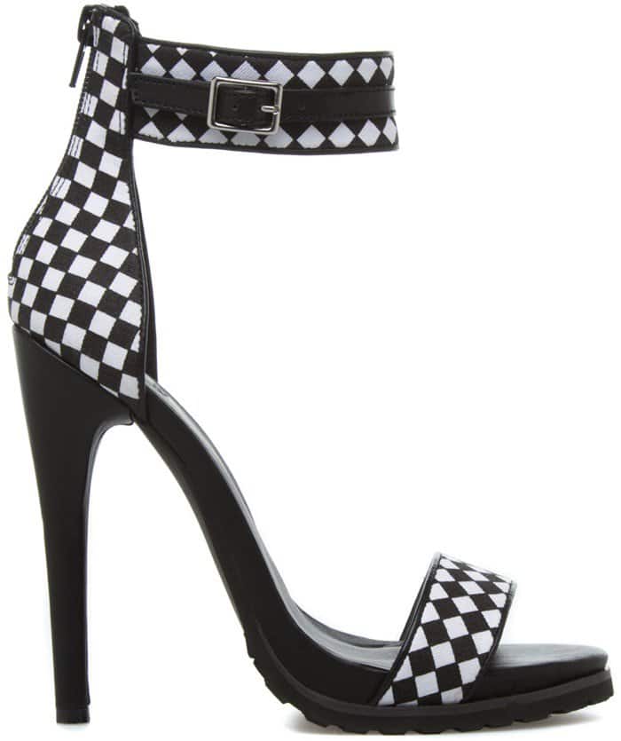Checkered Print Cheque Ankle-Strap Sandals