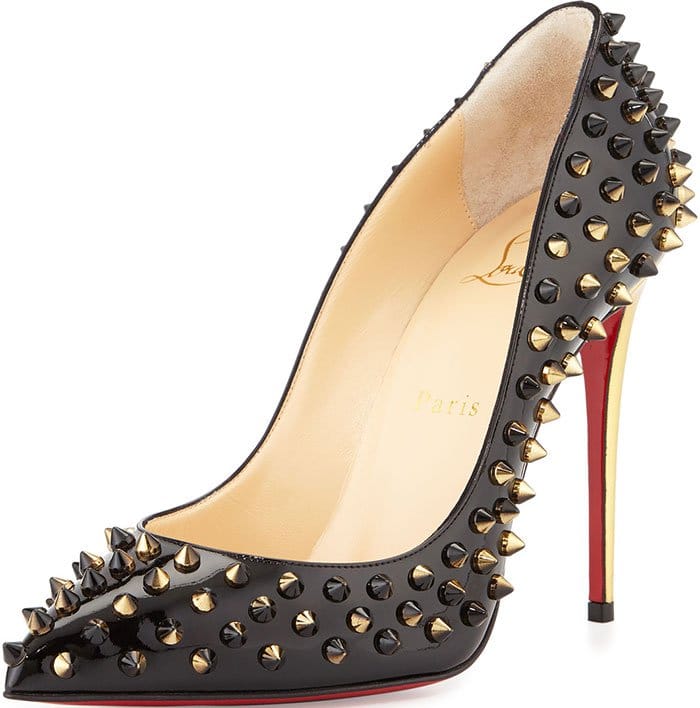 Black Christian Louboutin "Follies Spiked" Patent Pumps