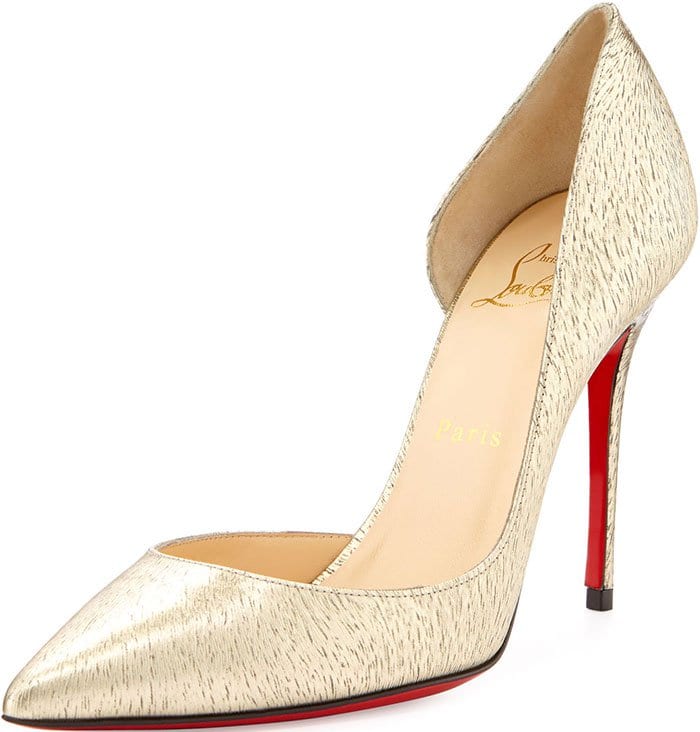 Christian Louboutin Iriza Half d'Orsay Pumps Gold Animal Print Laminated