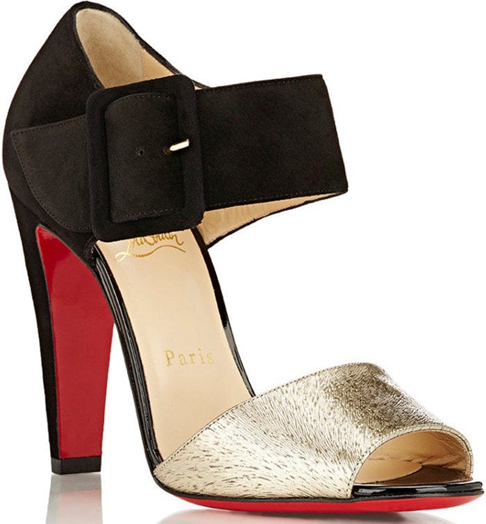 Christian Louboutin Trezotro Buckle-Strap Sandals in Gold