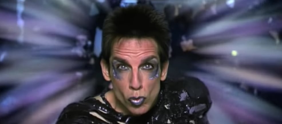 Ben Stiller channels Derek Zoolander’s iconic “Blue Steel” expression—a hilariously over-the-top pose also known as Le Tigre and Magnum, despite being virtually identical