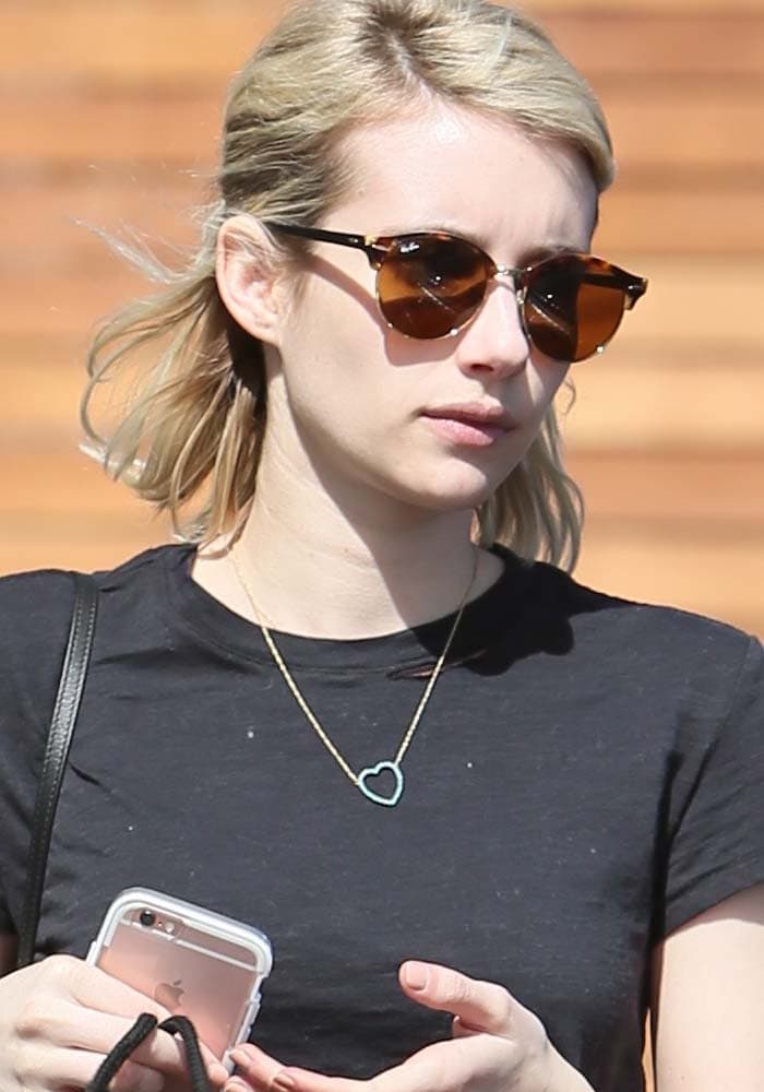 Emma Roberts clips her hair back for an outing in Los Angeles