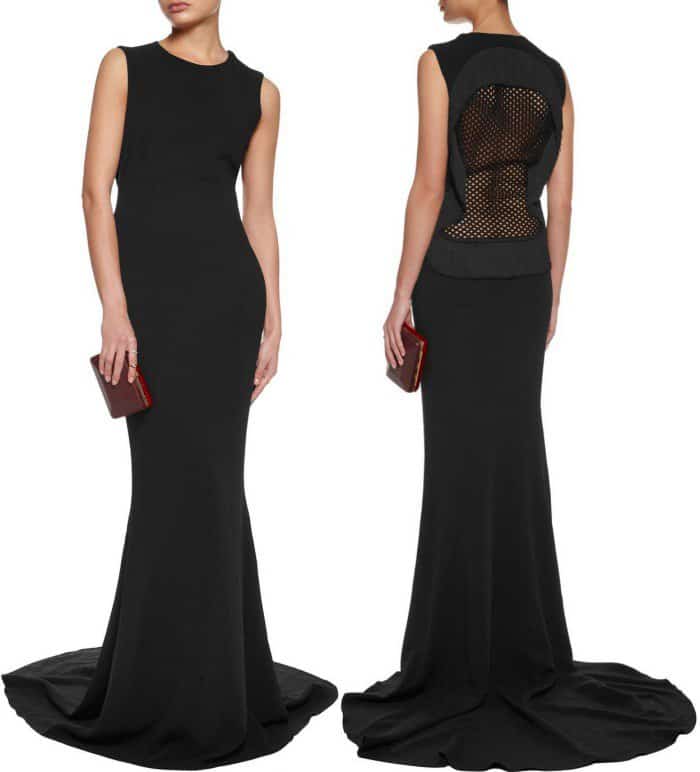 Stella McCartney Bianca Fringed Crepe and Wicker Lace Gown