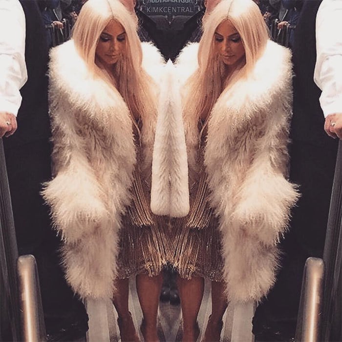 Kim Kardashian's Instagram post of her outfit at the Yeezy Season 3 fashion show