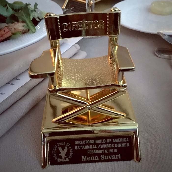 Mena Suvari received a miniature director's chair as a token of appreciation at the 68th Annual Directors Guild of America Awards
