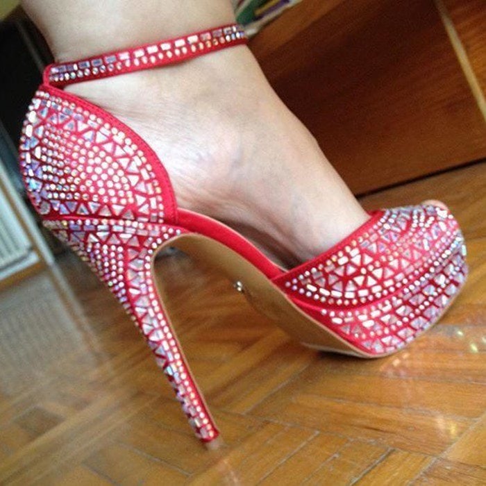 Red Thalia Sodi 'Flor' Embellished Platform Dress Sandals