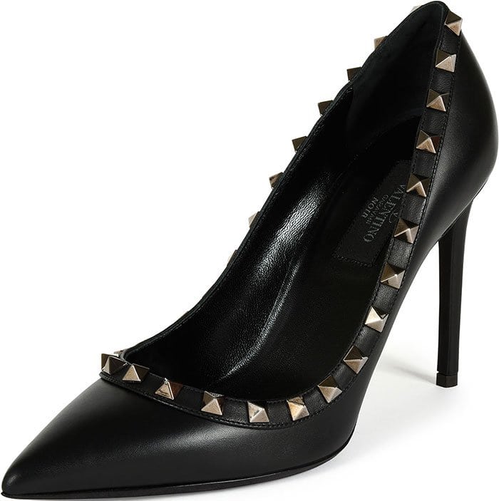 Black Valentino Rockstud Pumps With Pyramid Stud Embellishments