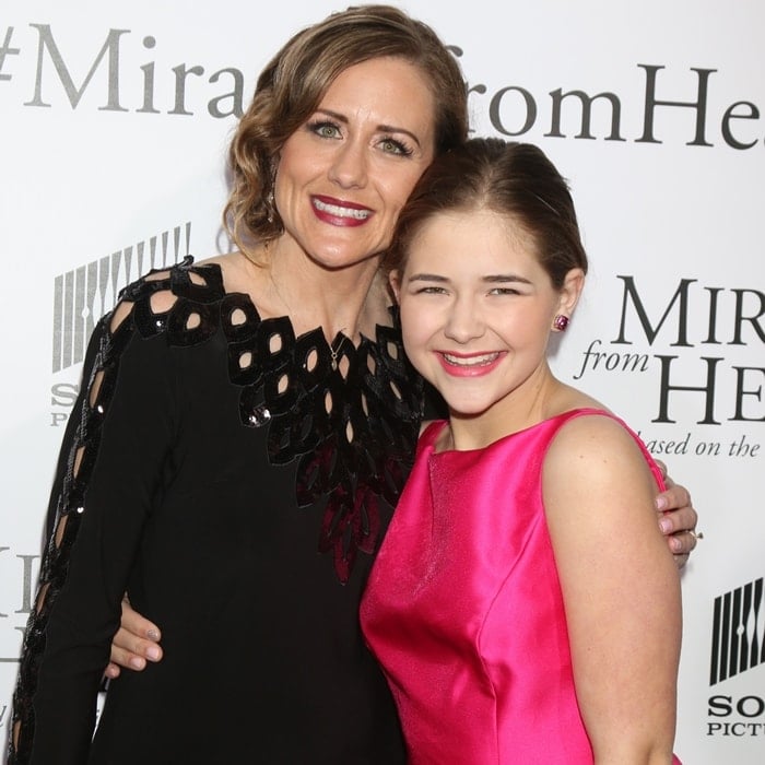 Christy Beam and Kylie Rogers share a smile at the Miracles from Heaven premiere