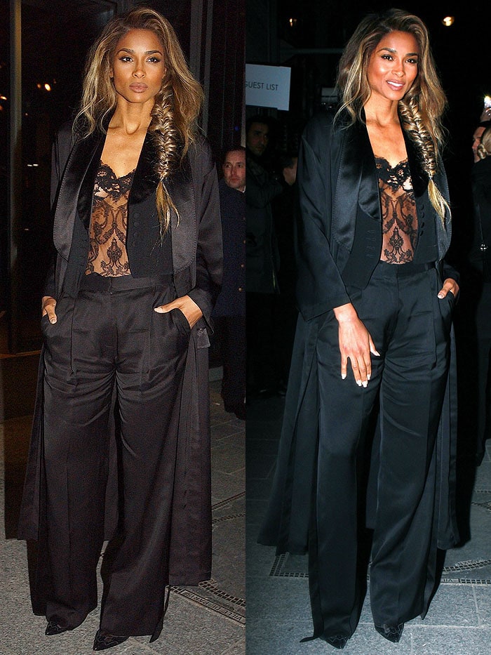 Moving with quiet confidence, Ciara lets the satin drape and elongated silhouette create a fluid, runway-worthy effect