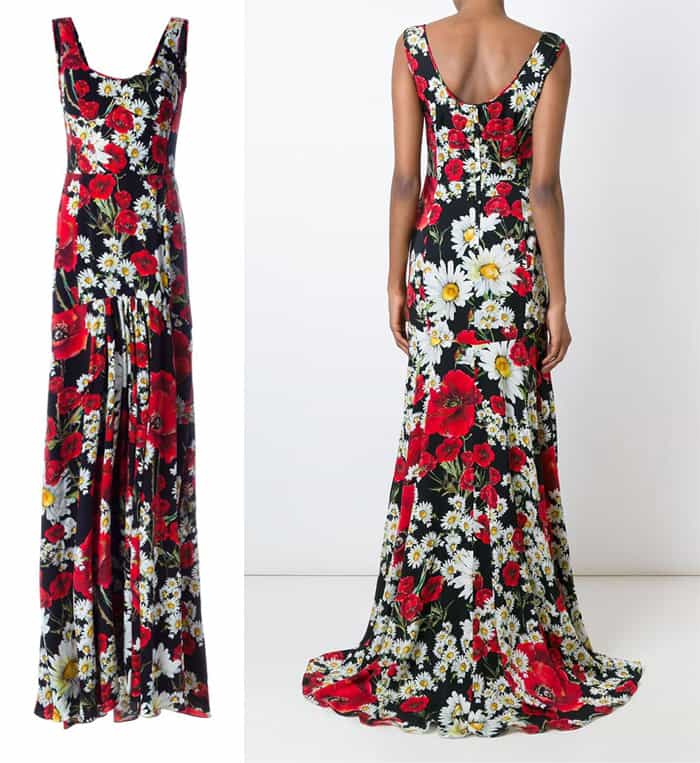 Dolce Gabbana Daisy and Poppy Print Gown