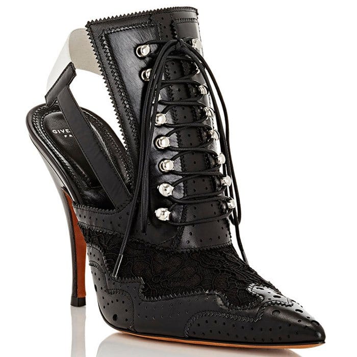Givenchy’s “Rima” pumps combine wingtip perforations, corset-like lacing, and a sculpted stiletto to deliver Riccardo Tisci’s signature fusion of structure and sensuality