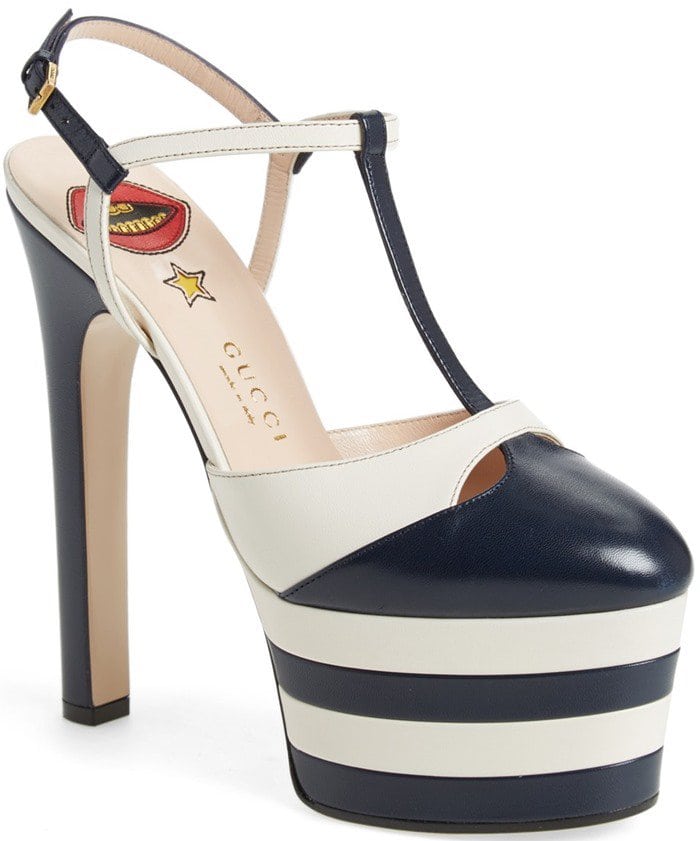 Gucci 'Angel' Platform Pump in Blue Mystic Leather