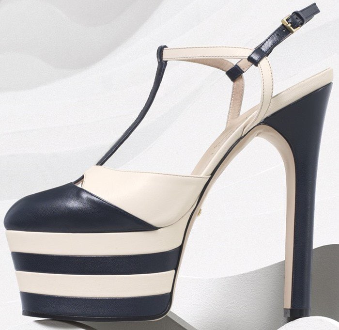 Gucci 'Angel' Platform Pumps Blue Mystic Leather
