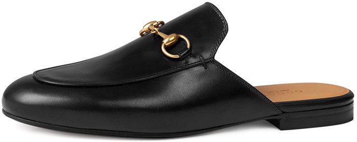Gucci Princetown Leather Horsebit Mule Slipper Flat in Black