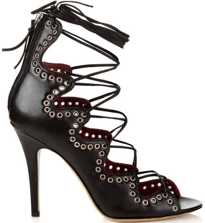 Black Isabel Marant 'Lelie' Lace-up Leather Sandals