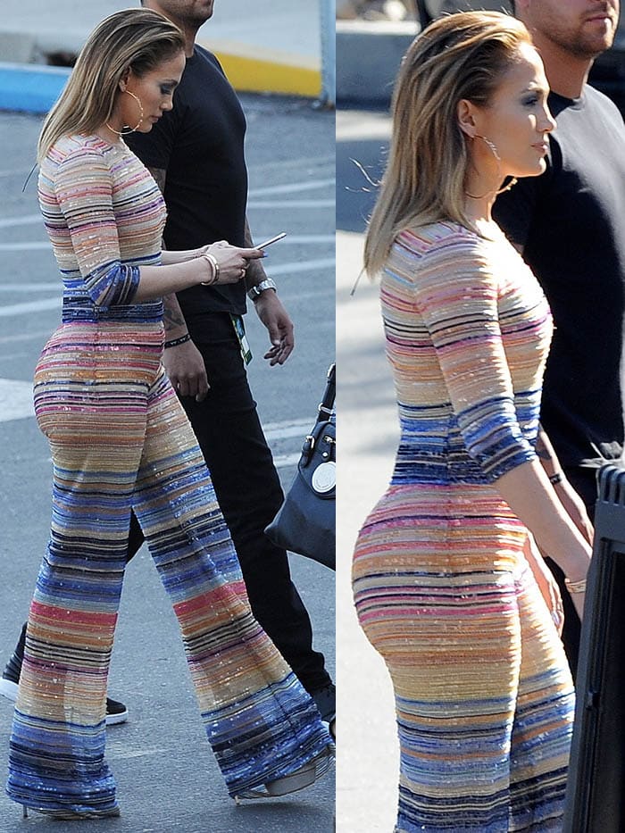 Jennifer Lopez arrives for the airing of the live "American Idol" episode in Los Angeles
