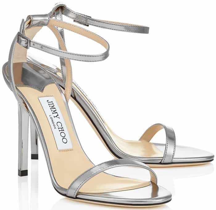 Silver Metallic Jimmy Choo 'Minny' Leather Sandals