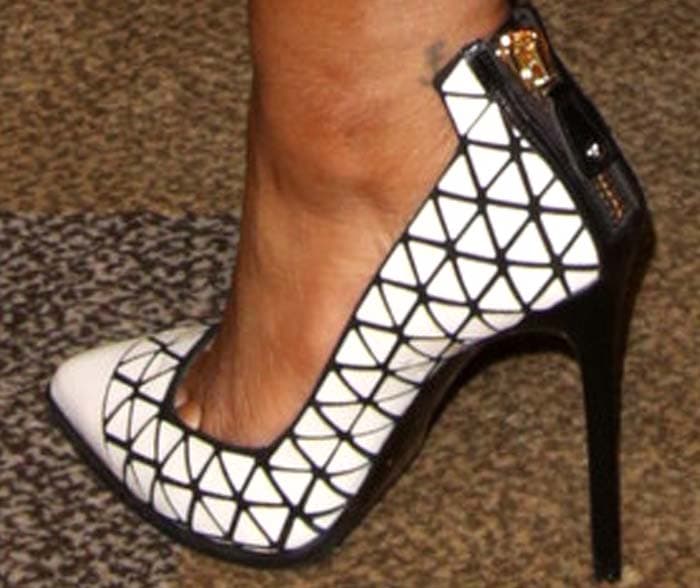 Keke Palmer steps out in striking geometric-patterned Greymer pumps, adding a bold, architectural edge to her polished PaleyFest look