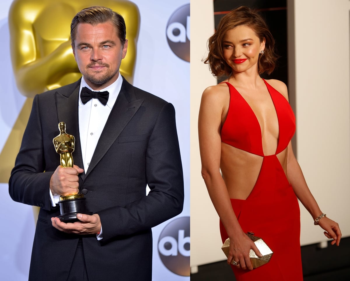 Miranda Kerr celebrated Leonardo DiCaprio’s long-awaited Best Actor win at the 2016 Oscars while turning heads in a daring red Kaufman Franco gown at the Vanity Fair after-party