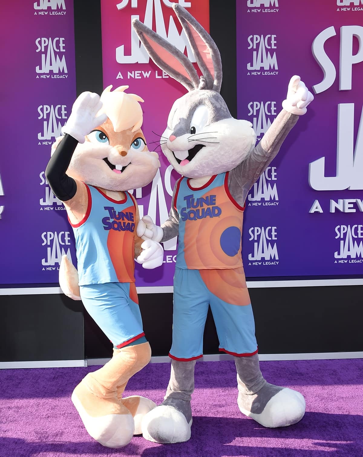 Anthropomorphic female rabbit Lola Bunny (L) is the girlfriend of Bugs Bunny (R)