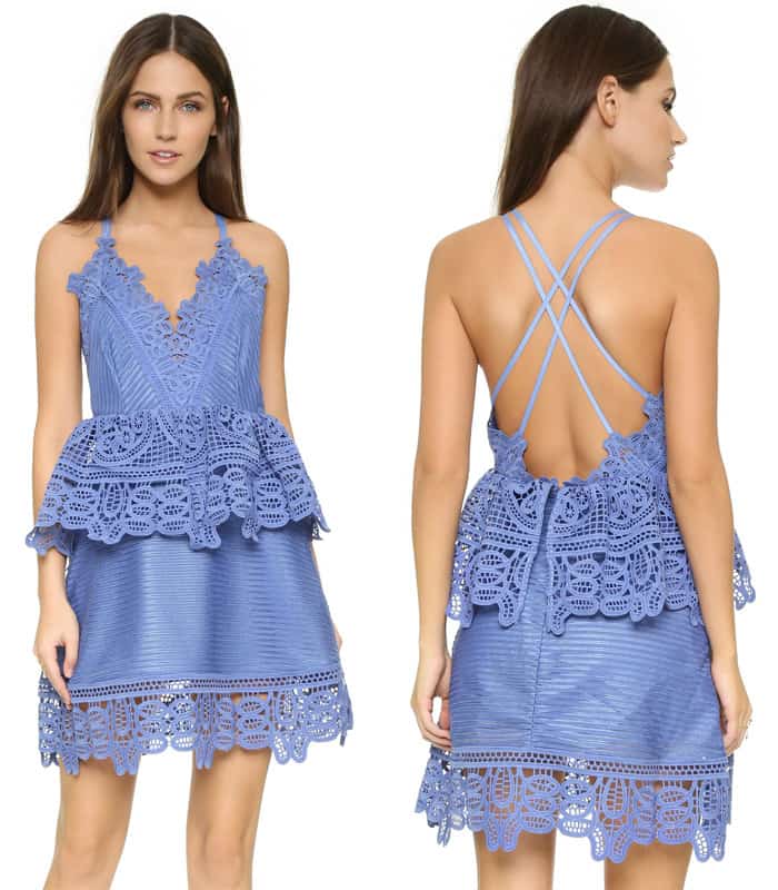 Self-Portrait Lace Trim Peplum Dress