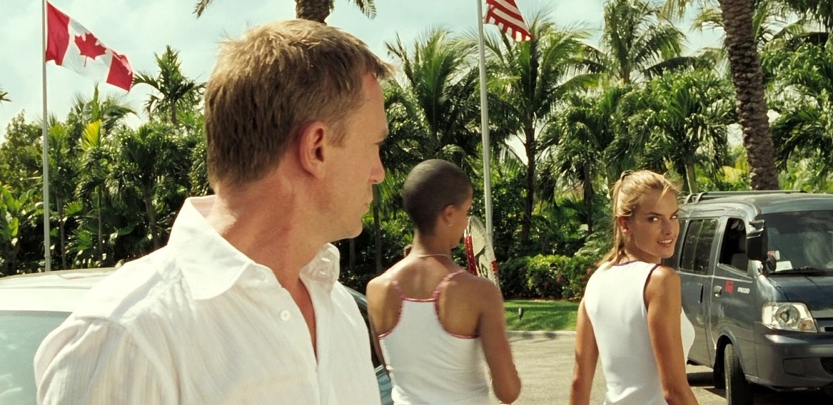 Alessandra Ambrosio appears as a tennis player in a sun-drenched Bahamas scene in the 2006 James Bond film Casino Royale, the twenty-first installment of the Eon Productions series