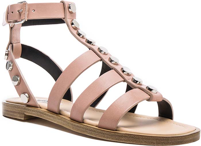 Balenciaga Studded Leather Gladiator Sandal in Beige Sienne