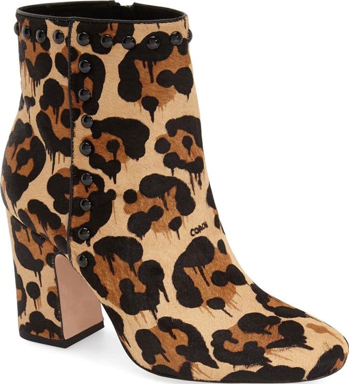Studded Animal-Print Coach "Felicia" Booties