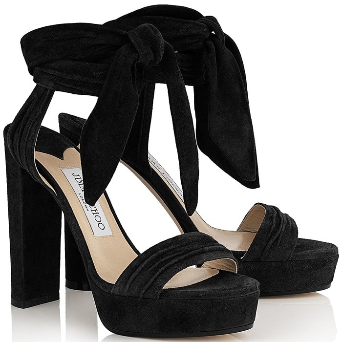Jimmy Choo Kaytrin Suede 120mm Platform Sandal in Black Suede