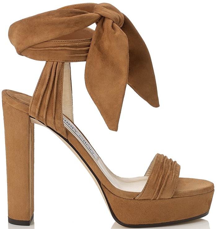 Jimmy Choo Kaytrin Suede 120mm Platform Sandals in Canyon Soft Suede