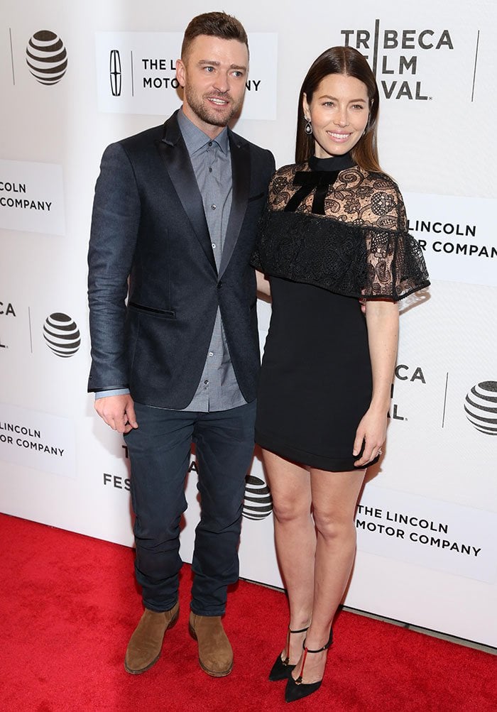 Justin Timberlake keeps it effortlessly sharp in a tailored blazer and suede boots, bringing relaxed polish to the Tribeca red carpet
