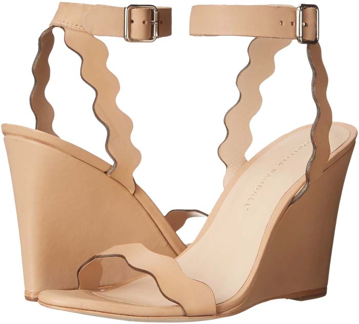 Loeffler Randall "Piper" Scallop Leather Wedge Sandals