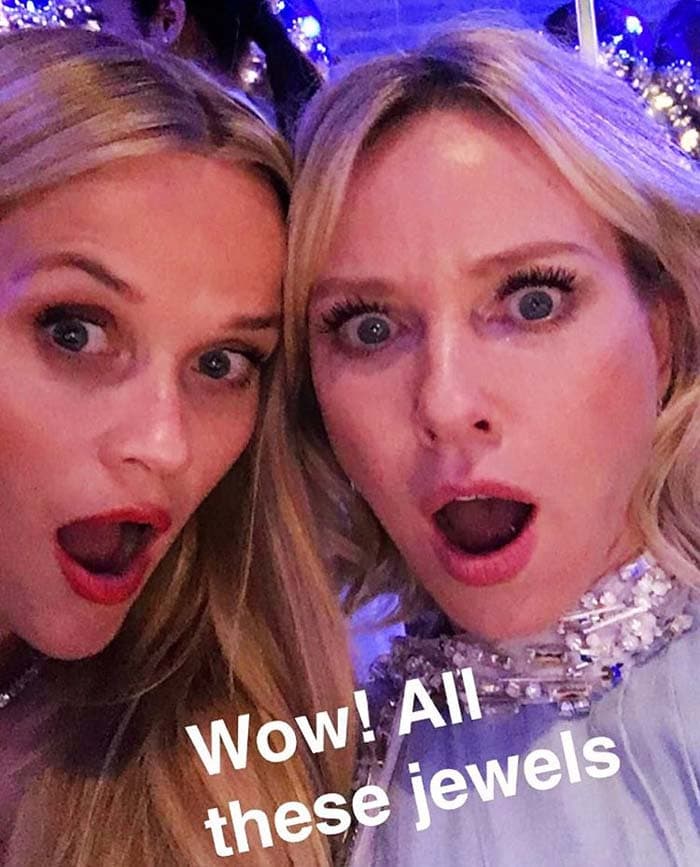 Reese Witherspoon and Naomi Watts capture their wide-eyed reaction to Tiffany Co.’s dazzling jewels inside the gala