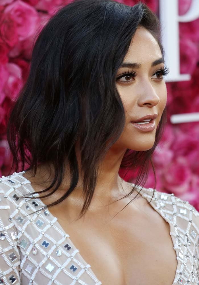 Shay Mitchell braids her hair for the Open Roads world premiere of "Mother's Day"