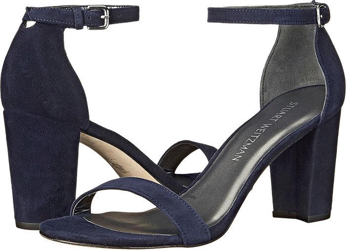 Stuart Weitzman Nearlynude Strap Heel Leather Sandals Blue