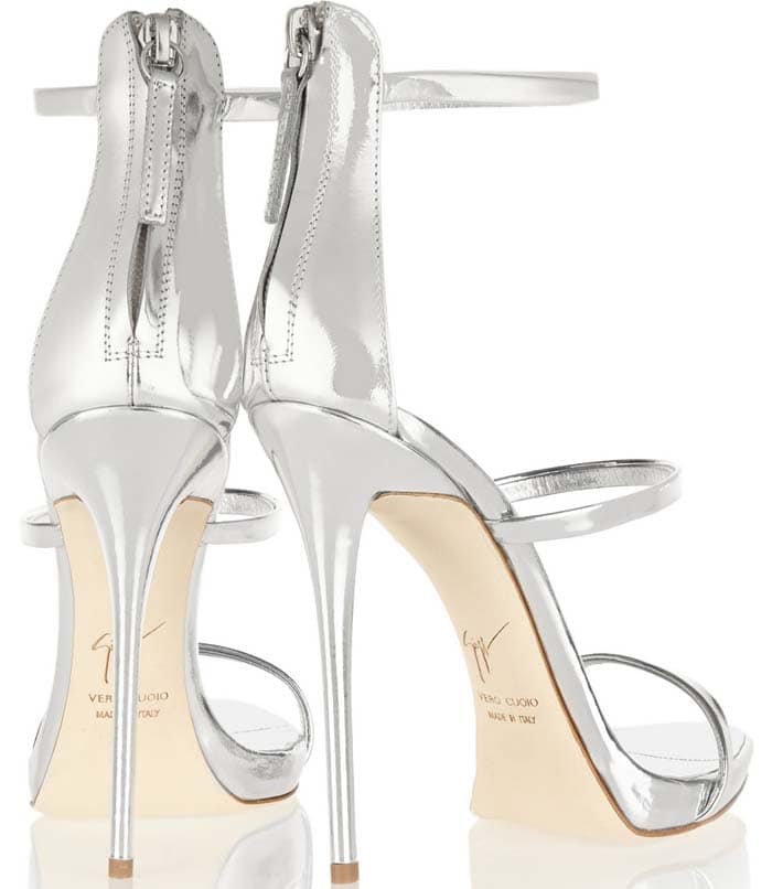 Silver Metallic Giuseppe Zanotti "Harmony" Leather Sandals