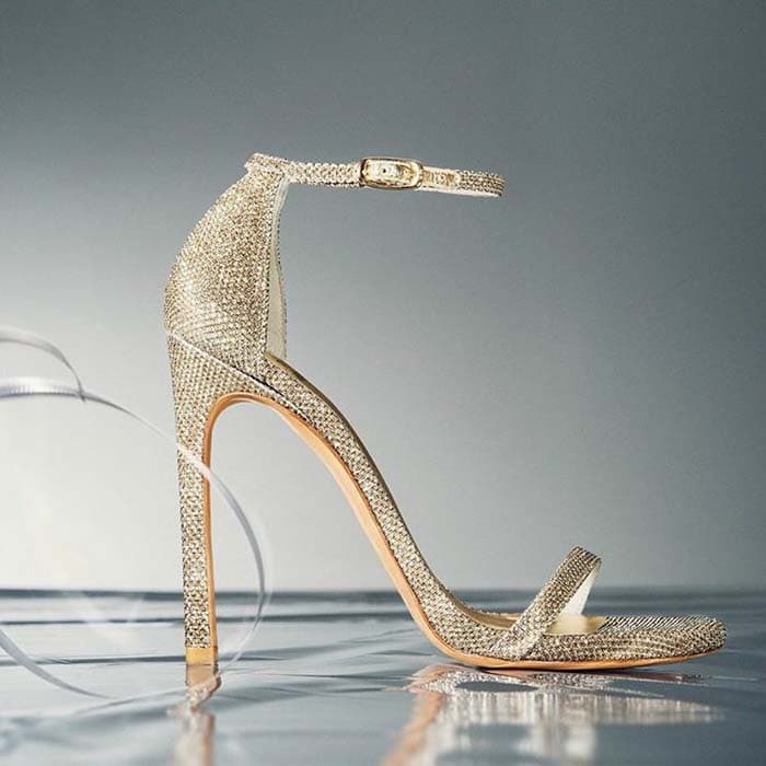 Stuart Weitzman Nudist Glitter Gold IG