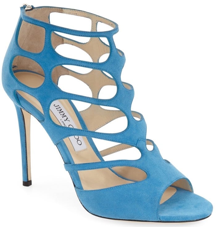 Jimmy Choo Ren blue suede cutout suede sandal