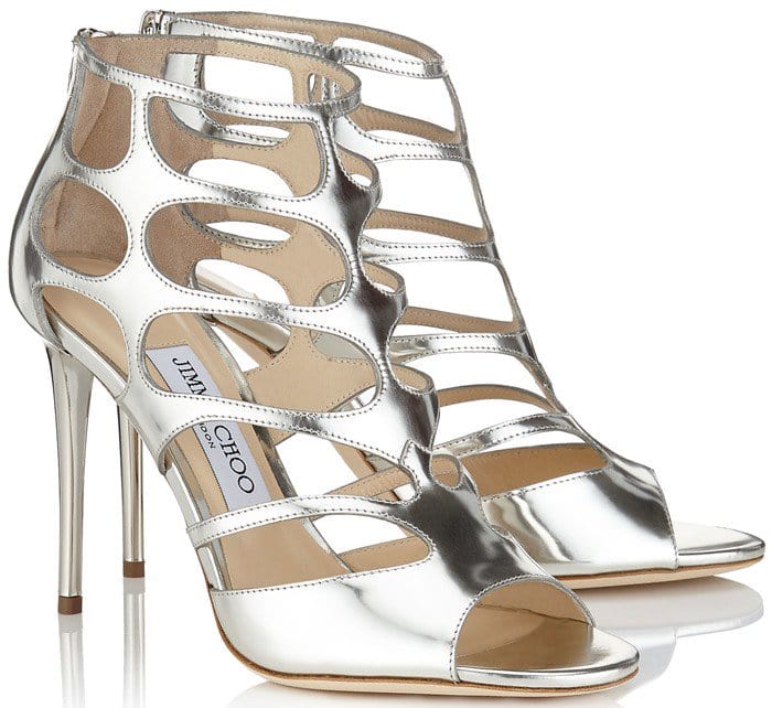 Jimmy Choo Ren silver cutout suede sandals