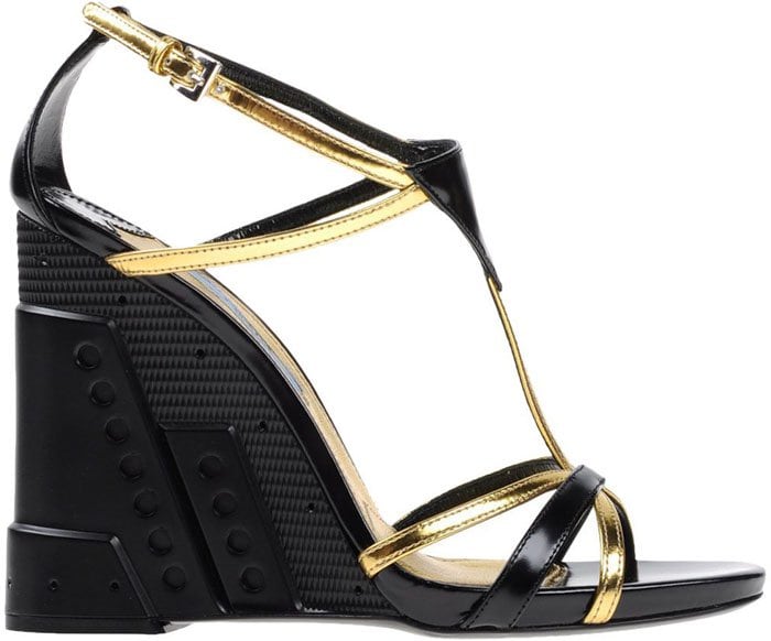 Prada Perforated Sandals Gold Sandals