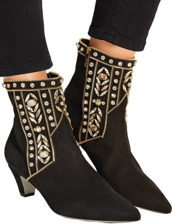 Black René Caovilla Beaded Boots