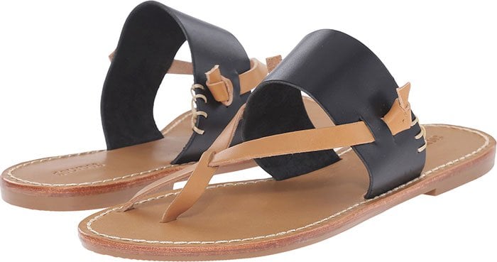 Black Soludos "Slotted" Thong Sandals
