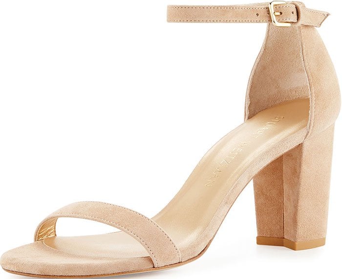 Stuart Weitzman Nearlynude Strap Heel Leather Sandals Beach Suede
