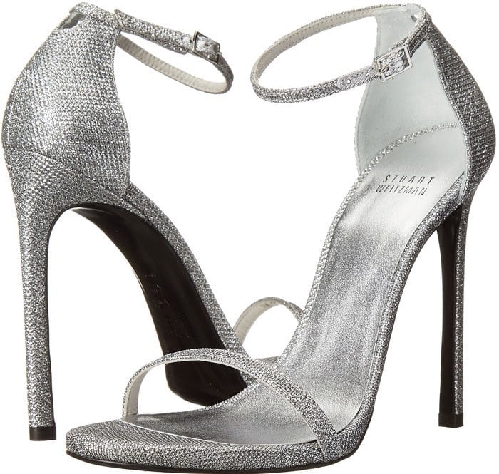 Stuart Weitzman Nudist Silver Noir Sandals