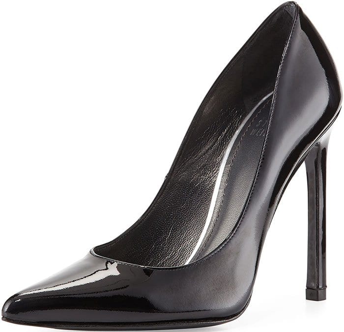 Black Patent Stuart Weitzman "Queen" Pointy-Toe Pumps
