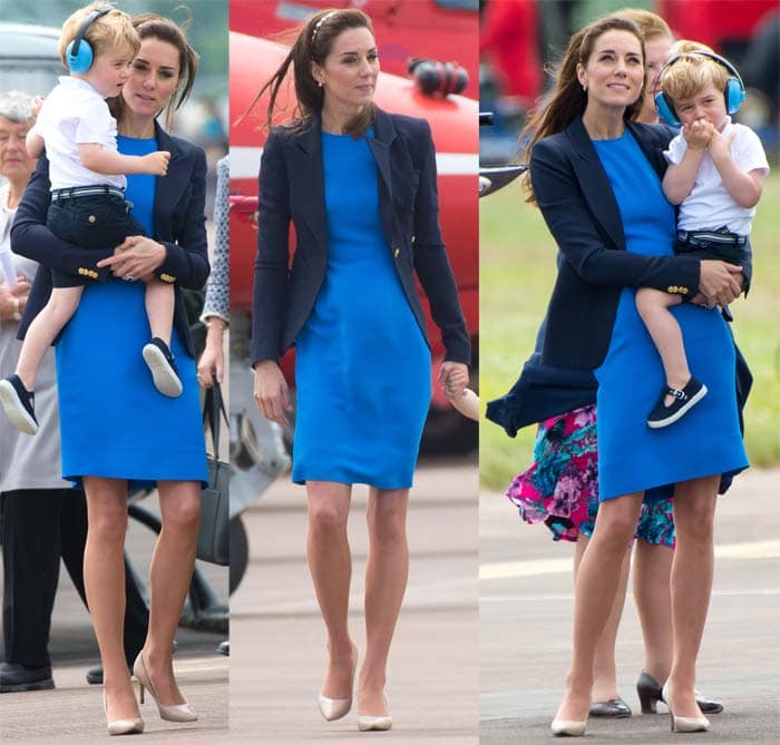 Kate Middleton showcases the leg-lengthening effect of nude pumps, which seamlessly blend with her skin tone, creating the illusion of longer legs and a taller silhouette