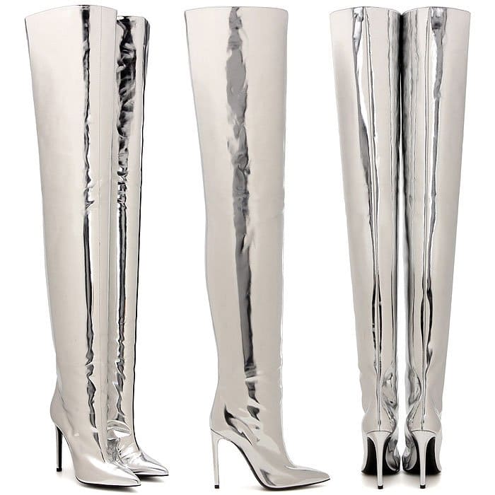 Balenciaga "All Time" Mirror-Effect Leather Thigh-High Boots