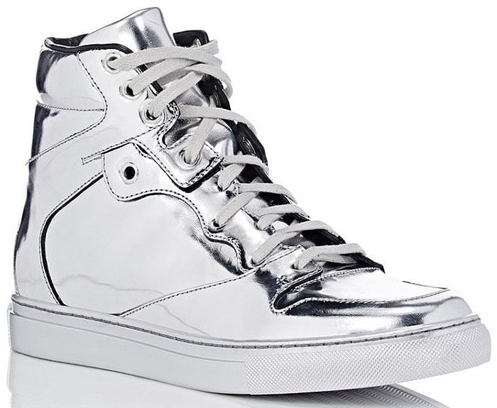 Balenciaga Mirror-Effect High-Top Sneakers in Argent (Silver)